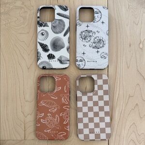 Burga iPhone 14 ProMax Patterned Phone Case Set - Black, White, Brown